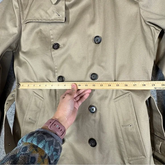 Banana Republic Classic Double Breasted Trench Coat Khaki Size S Quiet Luxury - Picture 7 of 16